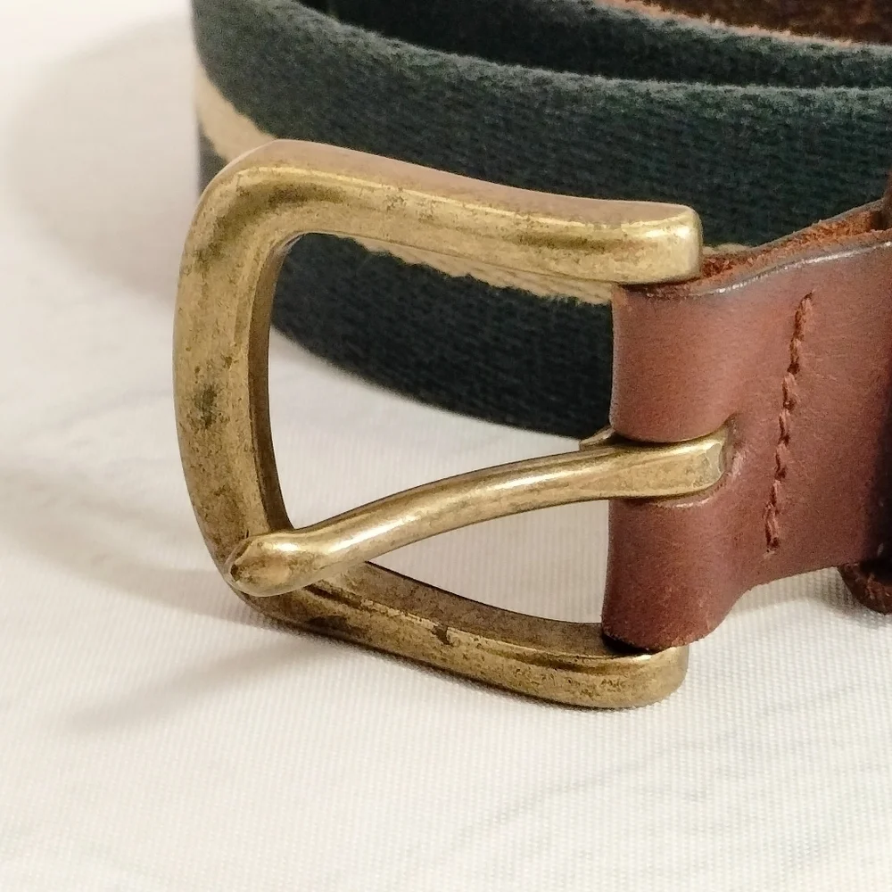 Daniel Cremieux Men's Striped Dress Belt Size 38 N Black Khaki Striped Work